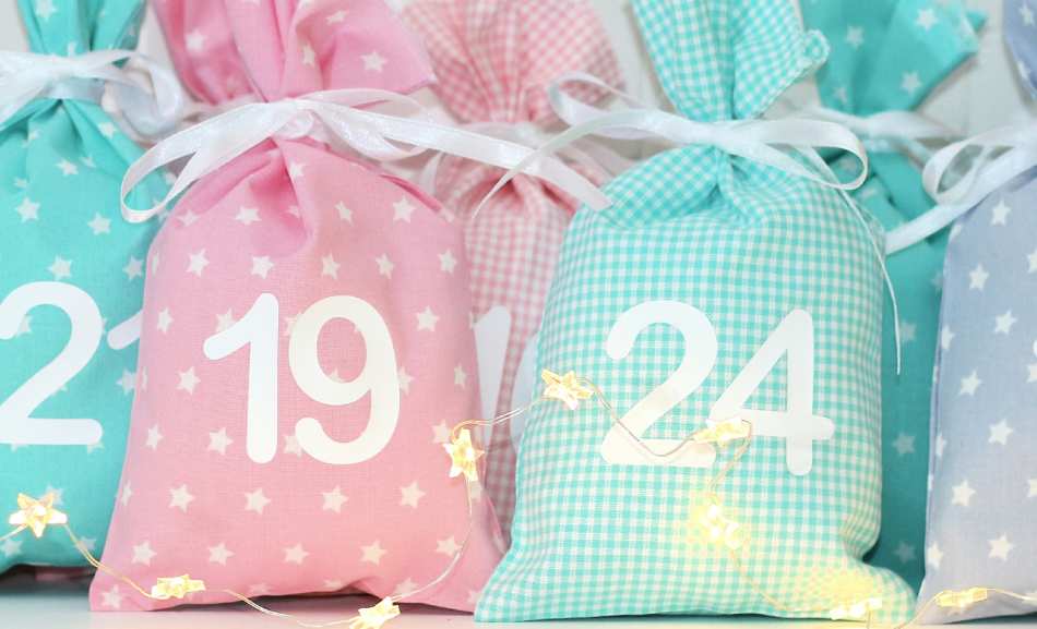 Adventskalender Säckchen aus Stoff - mit zahlen
